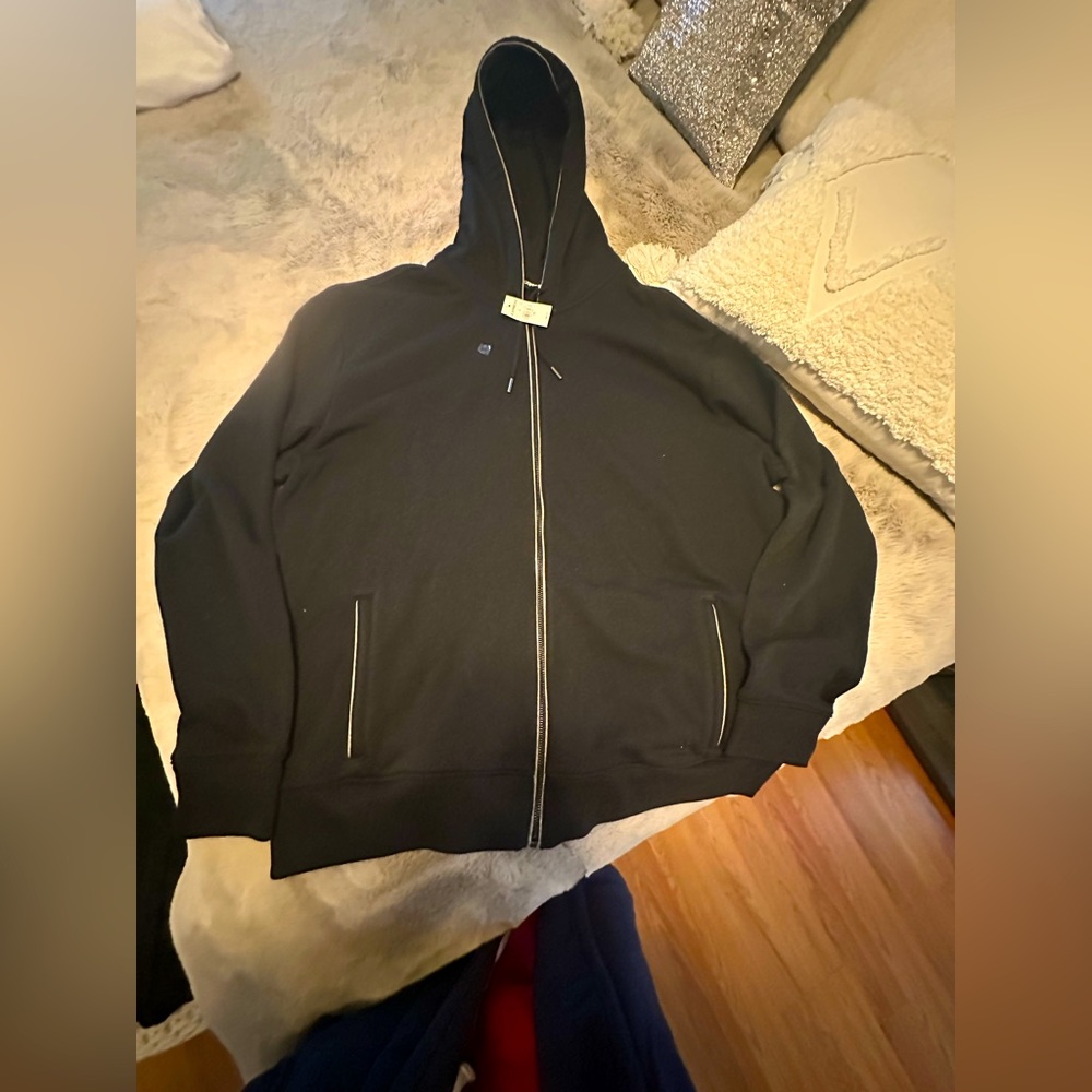 NWT - EXPRESS MENS XXL HEAVY COTTON ZIP UP HOODIE BLACK